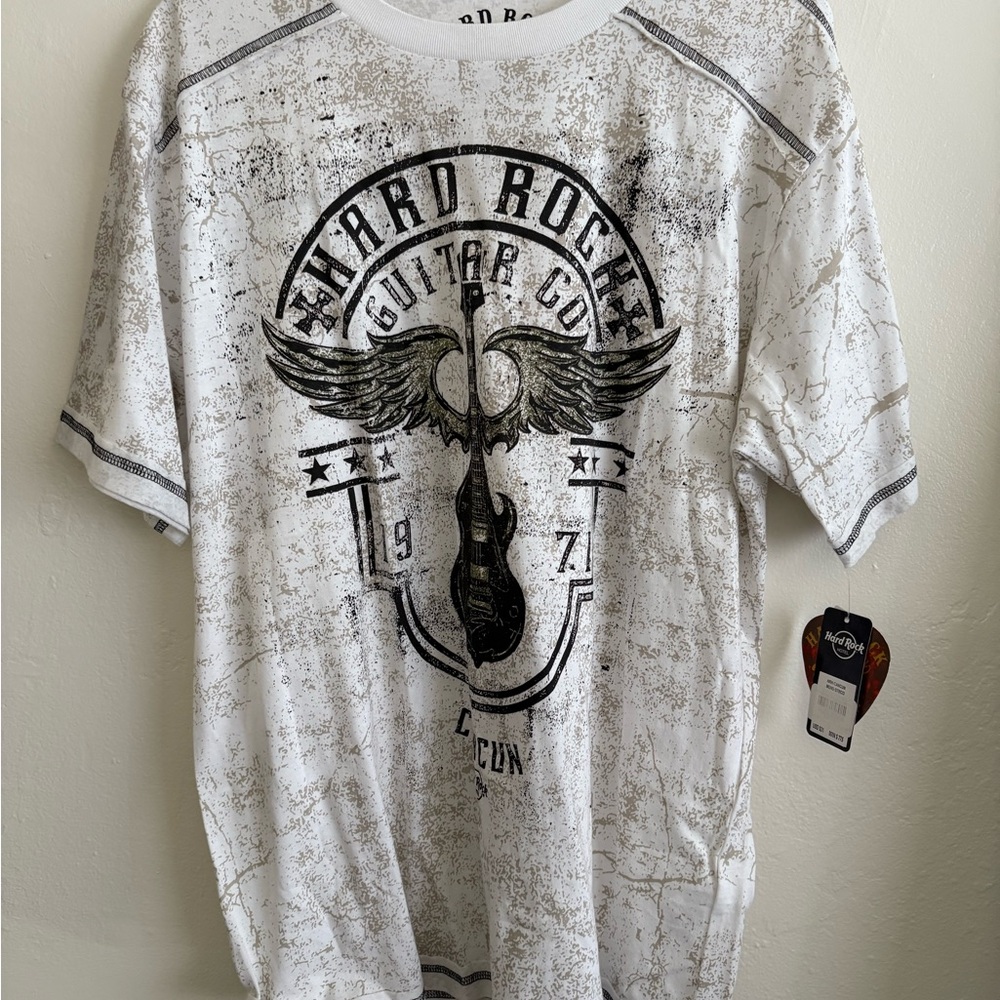 Hard Rock Cafe White Graphic T-Shirt for Men